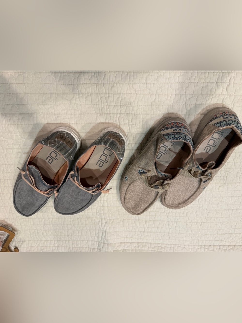 Hey Dude “Wendy” Women's Slip-On Moccasins in Gray and Tan Accents